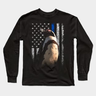 Penguin American Flag Ambassadors, Tee Triumph for Wildlife Admirers Long Sleeve T-Shirt